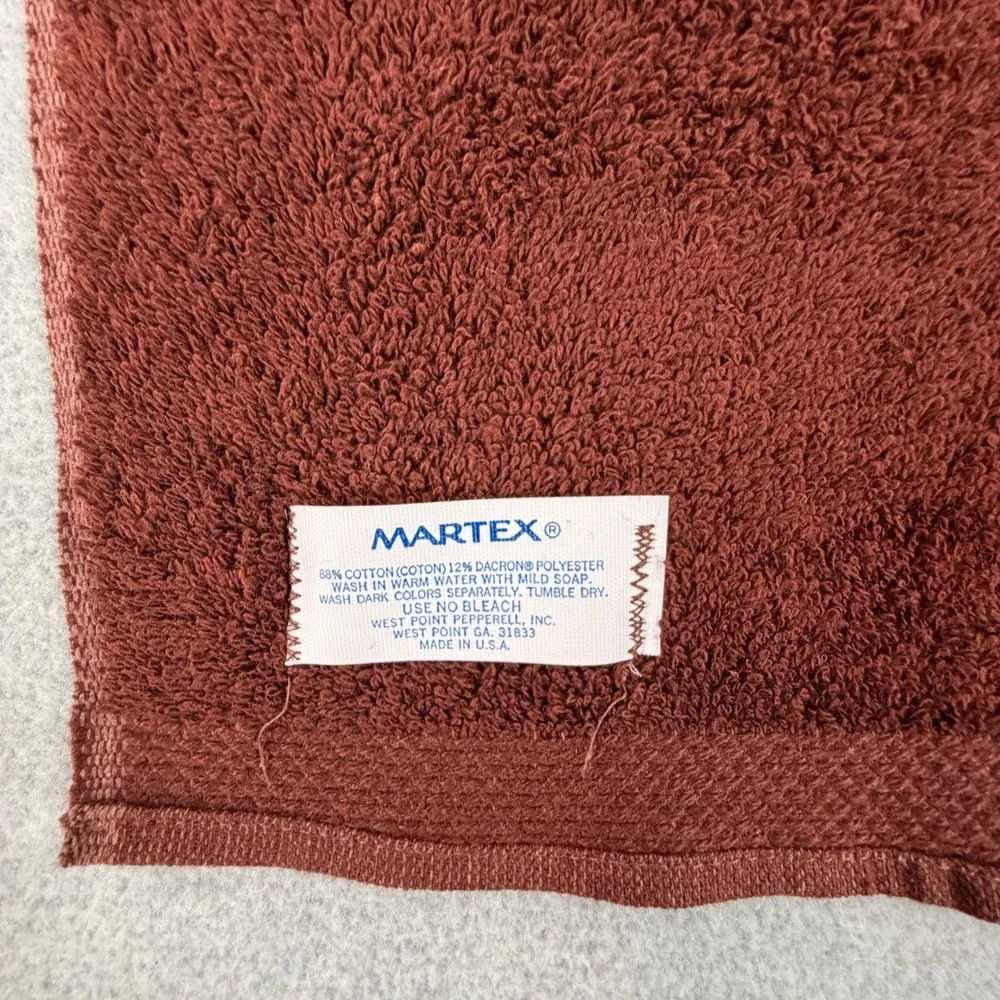 Martex Owl Bath Hand Towel Washcloth Set Brown‎ Vintage Embroidered 3 Piece MCM